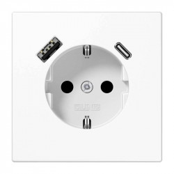 Розетка з USB + type C матова біла Jung LS990
