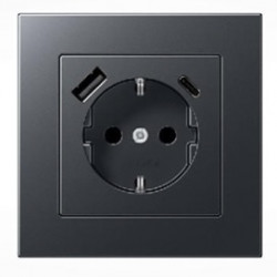 Розетка з USB + type C Jung LS990 (Блакитний мат)