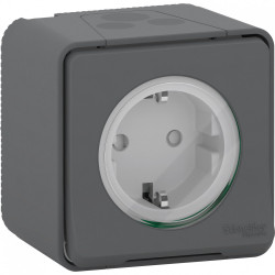 IP55 розетка з заземленням та шторками IP55 Mureva Styl, чорна