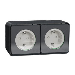 IP55 розетка з заземленням та шторками IP55 Mureva Styl, чорна