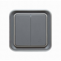 Вимикач 2-кл сірий пластик Legrand Plexo IP55