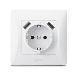 Розетка одинарна із заземленням та 2USB біла VIDEX BINERA