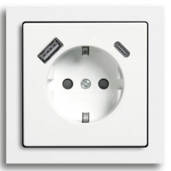 Розетка USB + Type C матова біла Busch-Jaeger